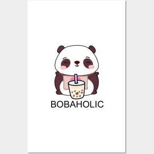 Cute Little Bobaholic Panda Loves Boba! Posters and Art